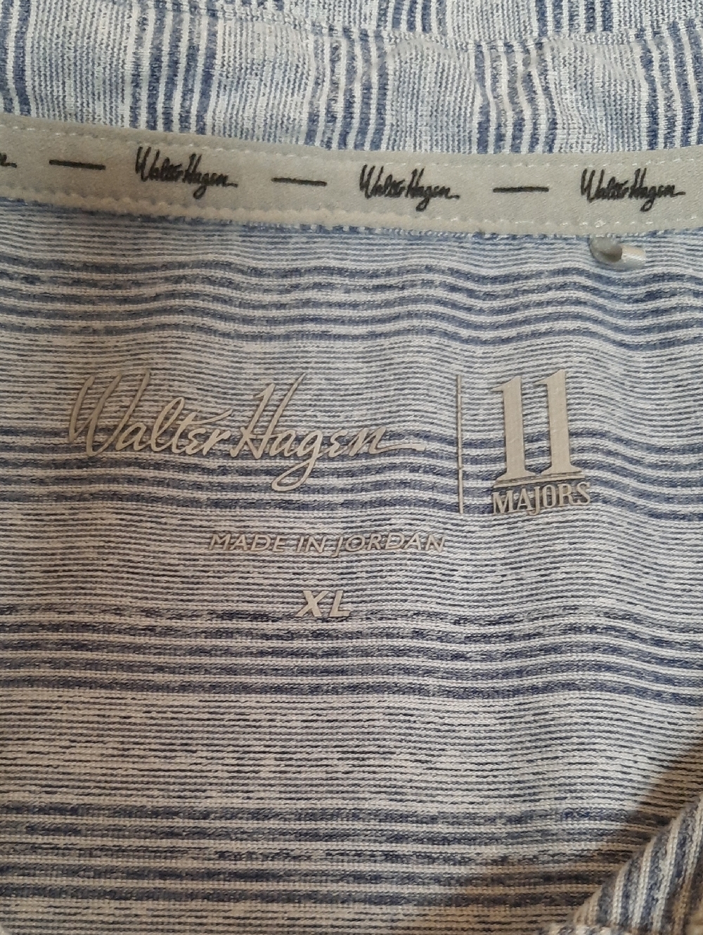 Walter Hagen Golf Polo Shirt Men's XL Gray Blue Striped Performance Short Sleeve - Picture 7 of 9